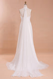 Charming Floor-Length Halter Wedding Dresses Chiffon Beach Wedding Dress, PW137