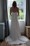 Simple Lace up Court Train Strapless Wedding Dress with Beading, PW167