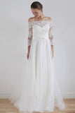 A Line Long Sleeves Wedding Dress,Lace Wedding Gowns PW181