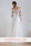 A Line Long Sleeves Wedding Dress,Lace Wedding Gowns PW181
