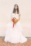 Cheap Floor-length Tulle Sexy Ivory Wedding Dresses with Beading PW189