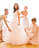 Cheap Floor-length Tulle Sexy Ivory Wedding Dresses with Beading PW189