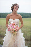 Blush Pink A-line Sweetheart Tulle Wedding dress