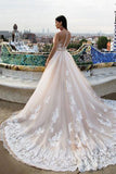Elegant Modest A-line Lace Wedding Dresses with Appliques at promnova.com