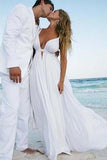 Cheap Simple Chiffon Formal Popular Long Beach Wedding Dresses PW210