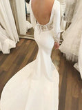 Mermaid Brush Train Long Sleeves Wedding Dresses Backless Slit Bridal Dress