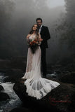 Bohemian Boho Polka Dot Wedding Dresses With Long Sleeves PW260 | boho wedding dresses | lace wedding dresses | long sleeves wedding dresses | wedding dresses near me | wedding dresses online | cheap wedding dresses | promnova.com