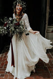 Beautiful Two Piece Chiffon Lace 3/4 Sleeve Cheap Wedding Dresses PW263