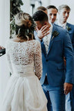 Beautiful Two Piece Chiffon Lace 3/4 Sleeve Cheap Wedding Dresses PW263 | two piece wedding dresses | bridal gowns | weddings | promnova.com