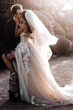 Boho Sweetheart Wedding Dresses With 3D Lace Appliques,  Bridal Gowns PW268 | wedding dresses online | wedding dresses near me | lace wedding dresses | bridal dresses | promnova.com