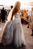 Boho Sweetheart Wedding Dresses With 3D Lace Appliques,  Bridal Gowns PW268 | boho wedding dresses | plus size wedding dresses | bridal gowns | beach wedding dresses | promnova.com