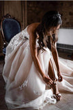 Boho Sweetheart Wedding Dresses With 3D Lace Appliques,  Bridal Gowns PW268 | boho wedding dresses | lace wedding dresses | ivory wedding dresses | wedding dresses | weddings | promnova.com
