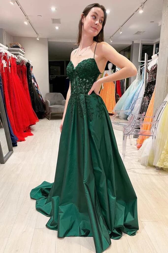 Pink A Line Long Prom Dresses With Lace Appliques PL547 | Promnova Pink A Line Long Prom Dresses With Lace Appliques PL547 | Promnova