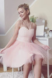 Pink Tulle A-line Sweetheart Neck Homecoming Dresses, Short Prom Dress, PH380 | pink homecoming dresses | school event dresses | graduation dress | promnova.com