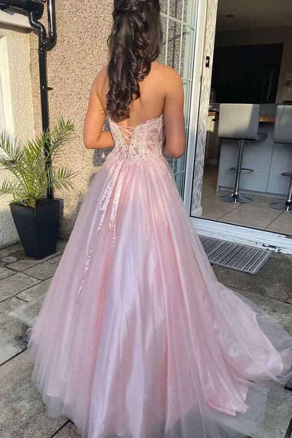 Pink A-Line Sweetheart Sleeveless Lace Prom Dresses PL474 | Promnova US6 / As Picture Pink A-Line Sweetheart Sleeveless Lace Prom Dresses PL474 | Promnova US6 / As Picture