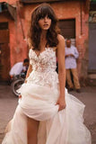 Beautiful Tulle A-line Floral Brush Train Wedding Dresses, Bridal Gown PW250
