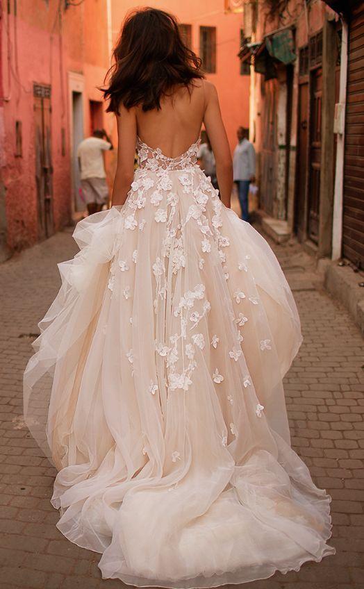 Beautiful Tulle A-line Floral Brush Train Wedding Dresses, Bridal Gown PW250 | wedding lace dresses | wedding white dress | tulle fabric | bridal gown 2020 | sleeveless wedding dress | sleeveless bridal dress | buy wedding dresses online | bridal store near me | wedding store near me | brush train dress | Promnova