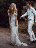 Boho Lace Sweetheart Neck Beach Wedding Dresses PW256 | beach wedding dresses | lace wedding dresses | ivory wedding dresses | wedding gowns | bridals | sweetheart wedding dresses | cheap wedding dresses | wedding dresses online | Promnova