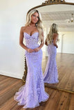 Purple Mermaid Sweetheart Prom Dress With Lace Appliques, Evening Gown, PL539