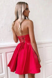 Red Satin Strapless Sweetheart Short Homecoming Dresses With Ruffles, PH401 | simple homecoming dresses | short prom dresses | school event dresses | promnova.com