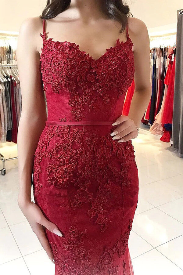 Red Tulle Beaded Mermaid Lace Appliques Prom Dresses PL506 | Promnova US10 / As Picture Red Tulle Beaded Mermaid Lace Appliques Prom Dresses PL506 | Promnova US10 / As Picture