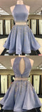 promnova.com|Two Piece Rhinestone Scoop Sexy Chic Short Satin Homecoming Dress, PH254 