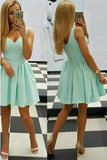 Sexy Homecoming Dress Sage V-neck Satin Short Prom Dress, SH258