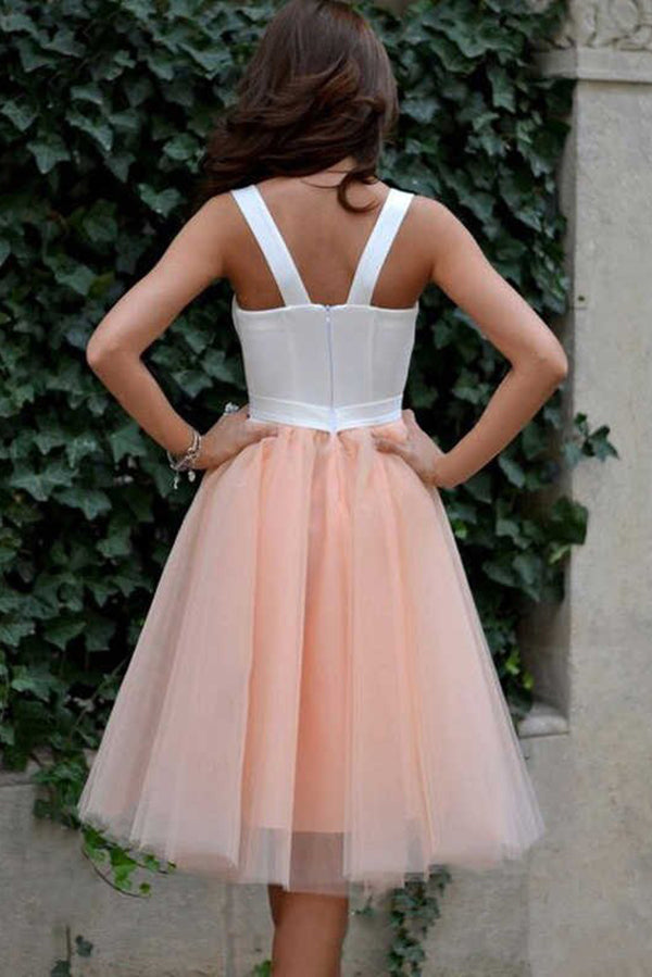 Casual Dress Short Peach Prom Dresses Champagne Lace Tulle Short Prom Dress, Homecoming Dress US Champagne Casual Dress Short Peach Prom Dresses Champagne Lace Tulle Short Prom Dress, Homecoming Dress US Champagne