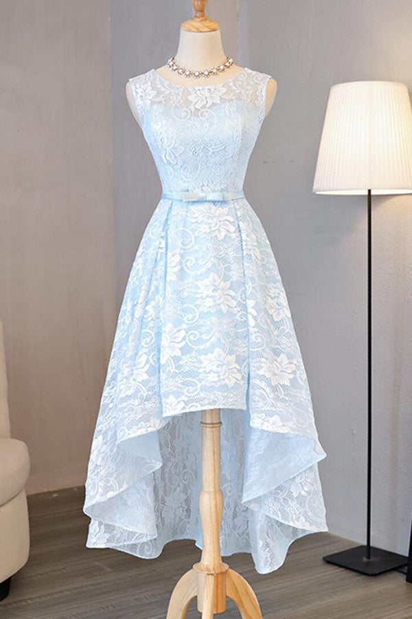 Light Sky Blue Asymmetrical Short Tulle Homecoming Dress Party Dress, SH264