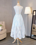 promnova.com supply Light Sky Blue Asymmetrical Short Tulle Homecoming Dress Party Dress, SH264