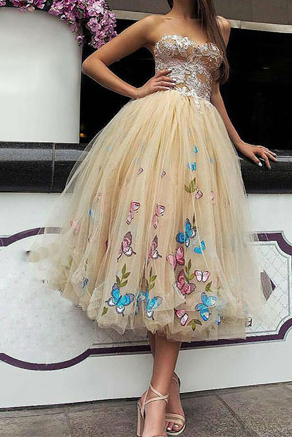 Tulle Sweetheart Appliques Butterfly Short Homecoming Dress Party Dress US0 / Custom Color(leave a note) Tulle Sweetheart Appliques Butterfly Short Homecoming Dress Party Dress US0 / Custom Color(leave a note)