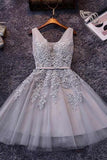 Tulle V-neck Homecoming Dress A-line Short Prom Dress Party Dress, SH272