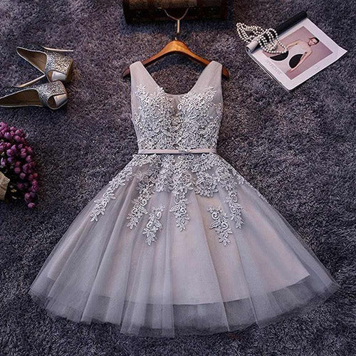 promnova.com supply Tulle V-neck Homecoming Dress A-line Short Prom Dress Party Dress, SH272