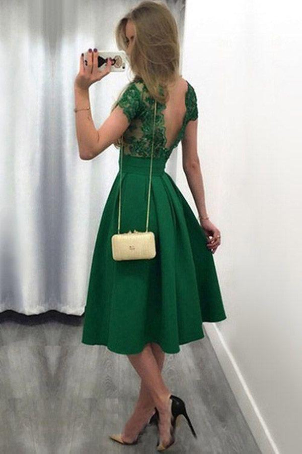 Cyan Open back Homecoming Dress Appliques Knee-length Prom Dress US14 / Custom Color(leave a note) Cyan Open back Homecoming Dress Appliques Knee-length Prom Dress US14 / Custom Color(leave a note)