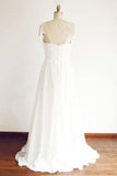 Cheap Chiffon Cap Sleeve Beach Wedding Dresses With Beading, PW120