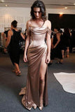 Sheath Satin Off-the-Shoulder Long Prom Dress With Split, Evening Dresses, PL434 | simple prom dresses | cheap prom dresses | party dress | promnova.com