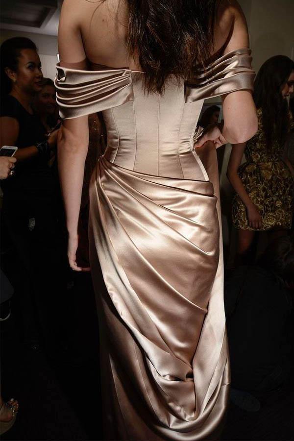 Sheath Satin Off Shoulder Long Prom Dress With Split PL434 | Promnova US12 / Custom Color Sheath Satin Off Shoulder Long Prom Dress With Split PL434 | Promnova US12 / Custom Color