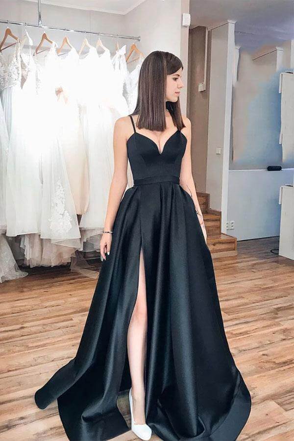 Two Piece Black Prom Dresses Long Formal Dresses With Slit ARD2109 –  SheerGirl