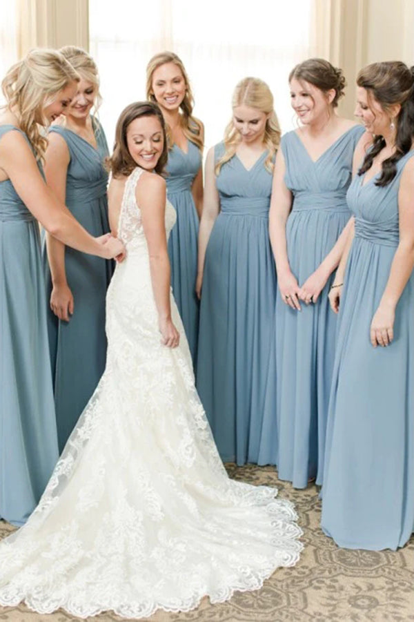 Navy Blue Satin Bridesmaid Dress with Square Neck – loveangeldress