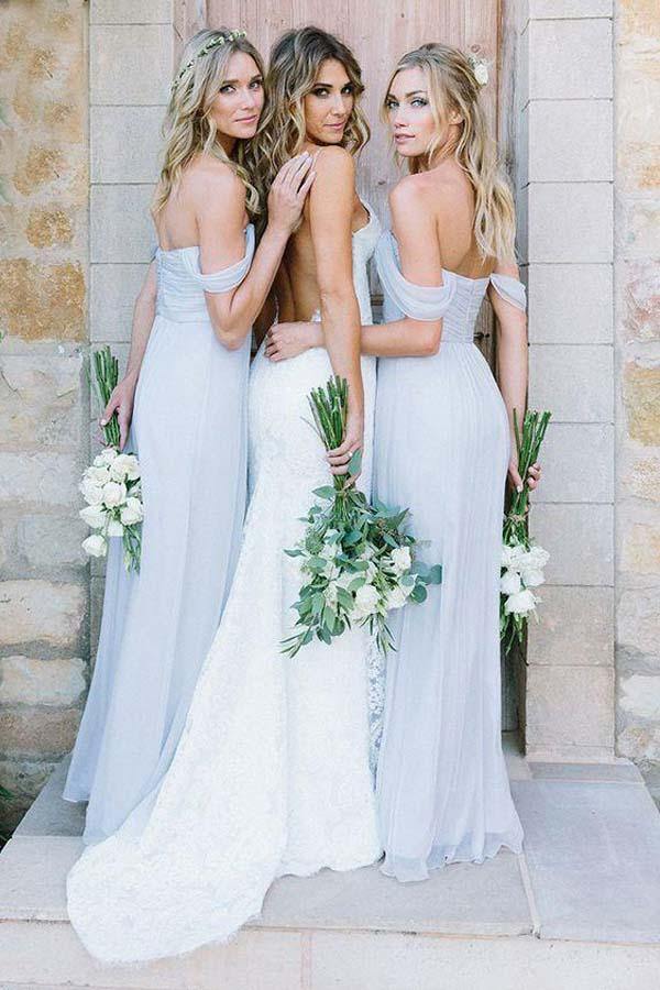 Light Blue Chiffon Off Shoulder Bridesmaid Dress PB134 | promnova.com Promnova Light Blue Chiffon Off Shoulder Bridesmaid Dress PB134 | promnova.com Promnova