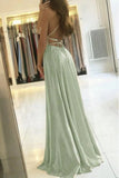 Simple Silk Satin A Line Long Prom Dress With High Slit, Evening Dresses, PL549 | long formal dresses | evening gown | prom dress stores | promnova.com