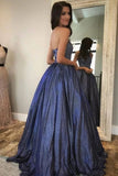 Sparkly A Line Halter Neck Long Prom Dresses, Cute Evening Dresses, PL522 | simple prom dresses | long formal dresses | party dresses | promnova.com