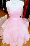 Sparkly Pink Tulle A Line Homecoming Dresses, Graduation Dresses, PH398 | pink homecoming dresses | tulle homecoming dresses | short prom dress | promnova.com