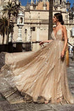 Sparkly Sequins Spaghetti Straps Prom Dresses, Shinning Evening Dresses PL410 | long prom dresses | sparkly prom dresses | gold prom dresses | evening dresses | formal dresses | promnova.com