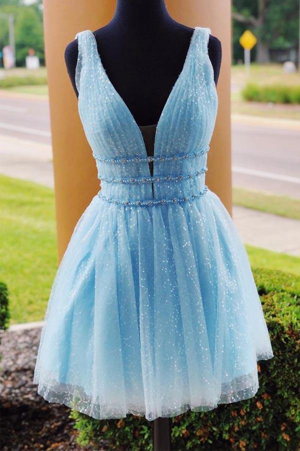 Light Blue Sparkly Tight Dress Sparkly Sky Blue Tulle A Line