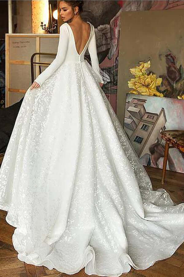 Long Sleeve Wedding Dresses | White One