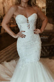 Tulle Mermaid Sweetheart Lace Appliques Wedding Dress With Beading, PW350 | Lace wedding dresses | wedding dresses online | wedding gown | promnova.com