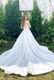 White Satin Sweetheart Spaghetti Straps Wedding Dresses, Bridal Gowns, PW292 | cheap wedding dresses | bridal gowns | wedding dresses online | promnova.com