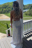 White Sequins Mermaid Backless Long Prom Dresses, Evening Dresses, PL517 | sequins prom dresses | white prom dresses | long formal dresses | promnova.com