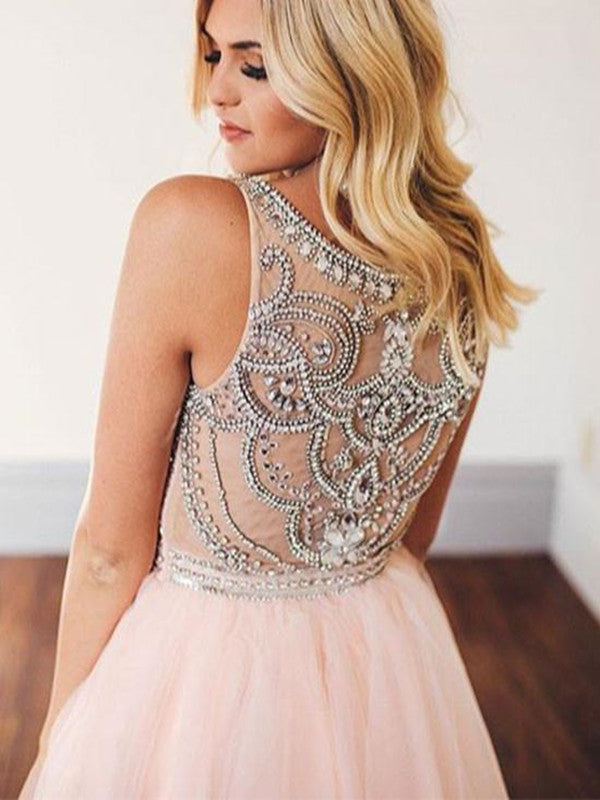 www.promnova.com|Pink Tulle Rhinestones Short Prom Dress Homecoming Dress For Teens